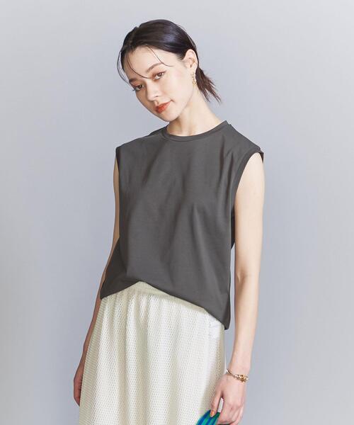 BEAUTY&YOUTH UNITED ARROWS（ビューティーアンドユースユナイテッドアローズ）の「クリアハイゲージコットンブレンド ノースリーブカットソー（Tシャツ/カットソー・レディース・ダークグリーン/オフホワイト/ダークグレー/ライム・S/M）」の8枚目の写真