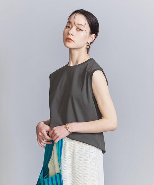 BEAUTY&YOUTH UNITED ARROWS（ビューティーアンドユースユナイテッドアローズ）の「クリアハイゲージコットンブレンド ノースリーブカットソー（Tシャツ/カットソー・レディース・ダークグリーン/オフホワイト/ダークグレー/ライム・S/M）」の6枚目の写真