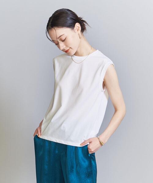 BEAUTY&YOUTH UNITED ARROWS（ビューティーアンドユースユナイテッドアローズ）の「クリアハイゲージコットンブレンド ノースリーブカットソー（Tシャツ/カットソー・レディース・ダークグリーン/オフホワイト/ダークグレー/ライム・S/M）」の5枚目の写真
