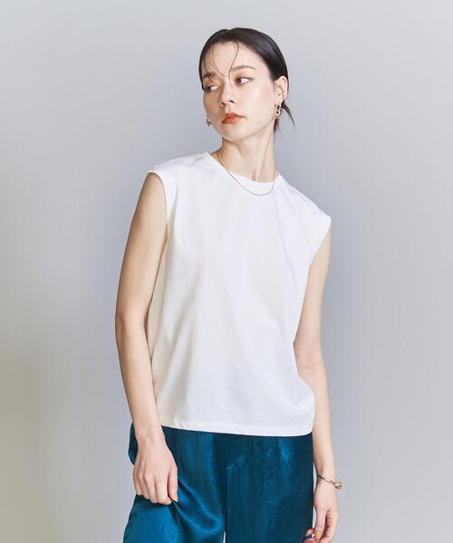 BEAUTY&YOUTH UNITED ARROWS（ビューティーアンドユースユナイテッドアローズ）の「クリアハイゲージコットンブレンド ノースリーブカットソー（Tシャツ/カットソー・レディース・ダークグリーン/オフホワイト/ダークグレー/ライム・S/M）」の10枚目の写真