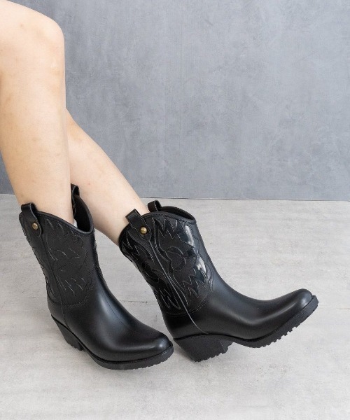 Fabby fabby(ファビィーファビィー)の「ウエスタンレインブーツ(レインシューズ・レディース・ブラック・MEDIUM/LARGE)」の1枚目の写真