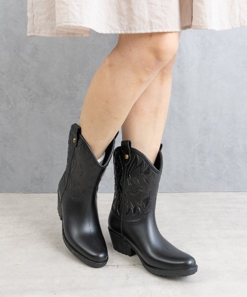 Fabby fabby(ファビィーファビィー)の「ウエスタンレインブーツ(レインシューズ・レディース・ブラック・MEDIUM/LARGE)」の9枚目の写真