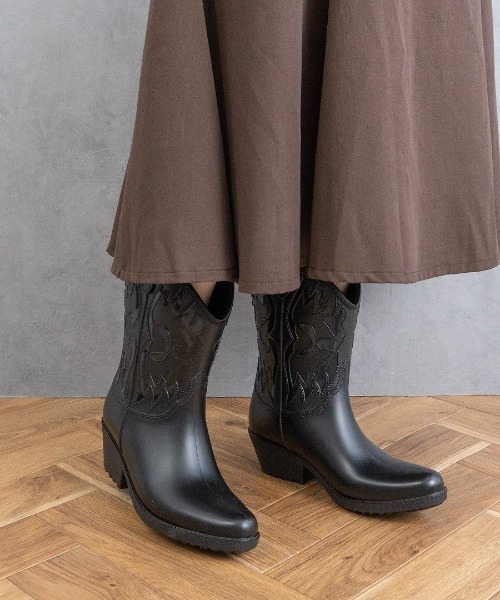 Fabby fabby(ファビィーファビィー)の「ウエスタンレインブーツ(レインシューズ・レディース・ブラック・MEDIUM/LARGE)」の5枚目の写真