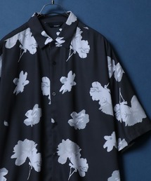 Cool Touch Total Pattern Print Oversized Silky Shirt/接触冷感 総柄プリント オーバーサイズ シルクタッチ シャツ