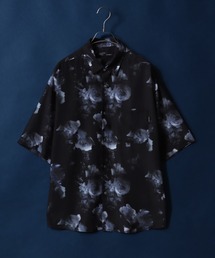 Cool Touch Total Pattern Print Oversized Silky Shirt/接触冷感 総柄プリント オーバーサイズ シルクタッチ シャツ