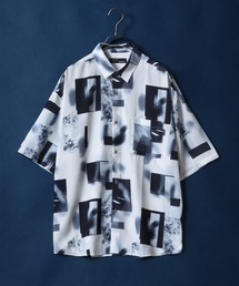 Cool Touch Total Pattern Print Oversized Silky Shirt/接触冷感 総柄プリント オーバーサイズ シルクタッチ シャツ