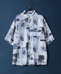Cool Touch Total Pattern Print Oversized Silky Shirt/接触冷感 総柄プリント オーバーサイズ シルクタッチ シャツ