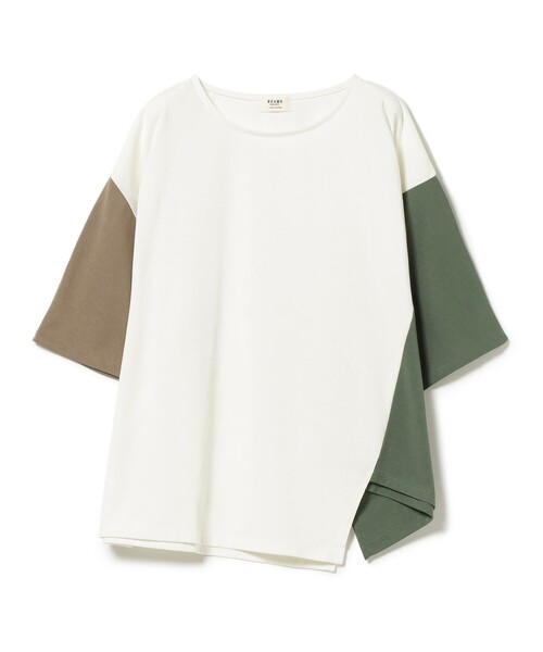 BEAMS HEART(ビームスハート)の「BEAMS HEART / ビッグブロッキング プルオーバー(Tシャツ/カットソー・レディース・ブラウン系その他3/オフホワイト/チャコールグレー・FREE)」の15枚目の写真