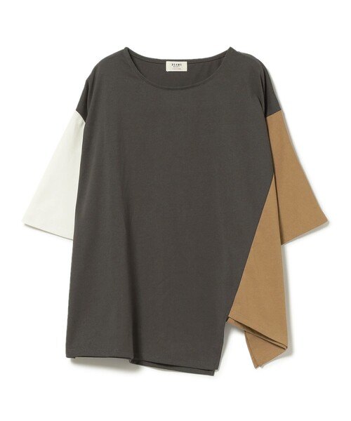 BEAMS HEART(ビームスハート)の「BEAMS HEART / ビッグブロッキング プルオーバー(Tシャツ/カットソー・レディース・ブラウン系その他3/オフホワイト/チャコールグレー・FREE)」の17枚目の写真