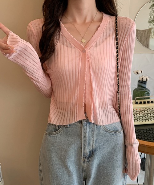 韓国コーデに！日焼け対策も◎】8colorシースルーカーディガン