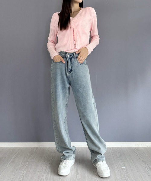 Silly（シリー）の「【韓国コーデに！日焼け対策も◎】8colorシースルーカーディガン（カーディガン/ボレロ・レディース・パープル/イエロー/ライトグリーン/ホワイト/ピンク/ライトブルー/ブラック/アイボリー・FREE）」の18枚目の写真