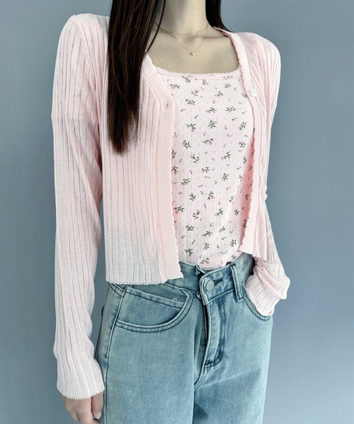 ロク　新作　シースルーカーディガン ロク 新作 シースルーカーディガン 6(ROKU)＞カラーシアー