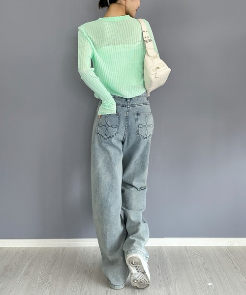 Silly（シリー）の「【韓国コーデに！日焼け対策も◎】8colorシースルーカーディガン（カーディガン/ボレロ・レディース・パープル/イエロー/ライトグリーン/ホワイト/ピンク/ライトブルー/ブラック/アイボリー・FREE）」の22枚目の写真