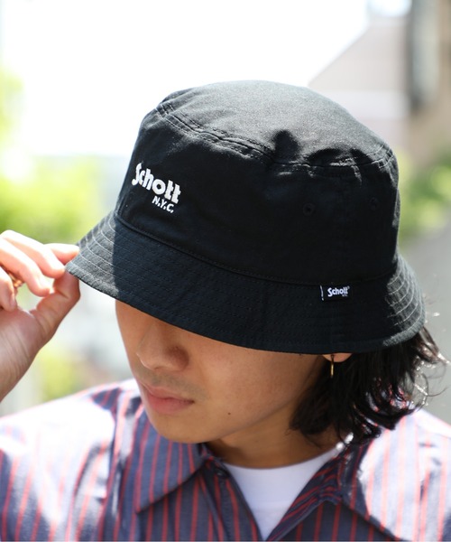 schott（ショット）の「【SCHOTT】ロゴツイルバケットハット　SC007　定番商品（ハット・メンズ・ブルー/ブラック/ベージュ/ホワイト・FREE）」の10枚目の写真