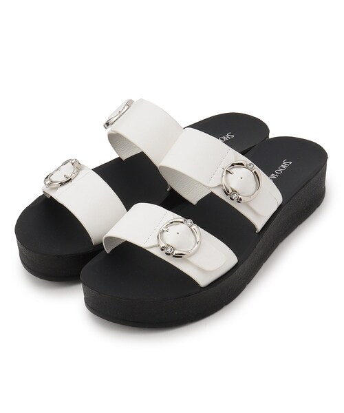 SHOO・LA・RUE（シューラルー）の「◆ビジュー付き ダブルベルト サンダル（サンダル・レディース・ピンクゴールド/シルバー・35/45）」の2枚目の写真