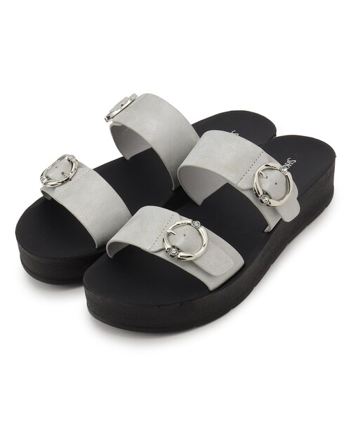 SHOO・LA・RUE（シューラルー）の「◆ビジュー付き ダブルベルト サンダル（サンダル・レディース・ピンクゴールド/シルバー・35/45）」の4枚目の写真