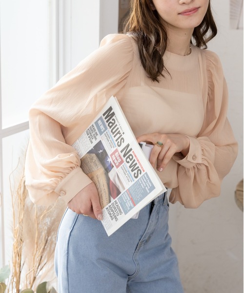 Ada.（エイダ）の「袖ボリュームスリーブ シアー ブラウス（シャツ/ブラウス・レディース・ブラウン/オフホワイト/ブラック/ベージュ・FREE）」の10枚目の写真