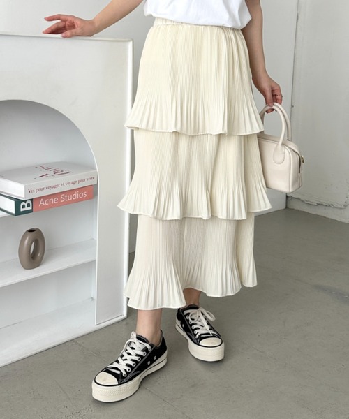 Ozzon OzzOneste ティアードフリル マーメイドロングスカート Ozzon OzzOneste ティアードフリル マーメイドロングスカート