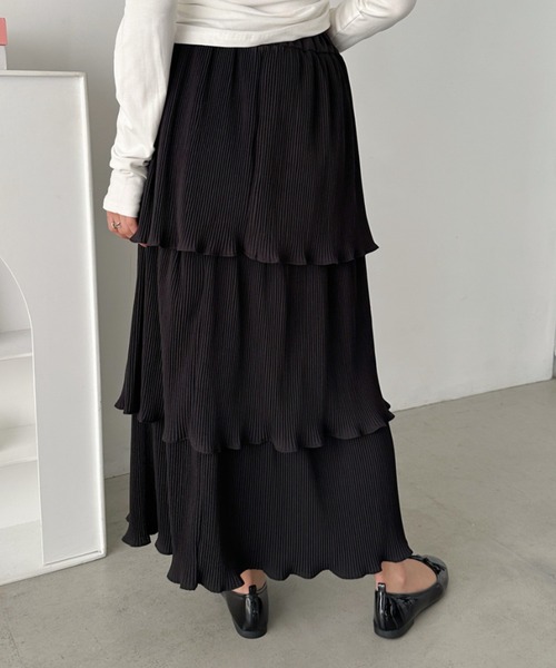 セール】3段ティアードフリル カンカンロング丈スカート（スカート