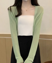 薄手日焼け止めニットショート長袖カーディガントップアウター