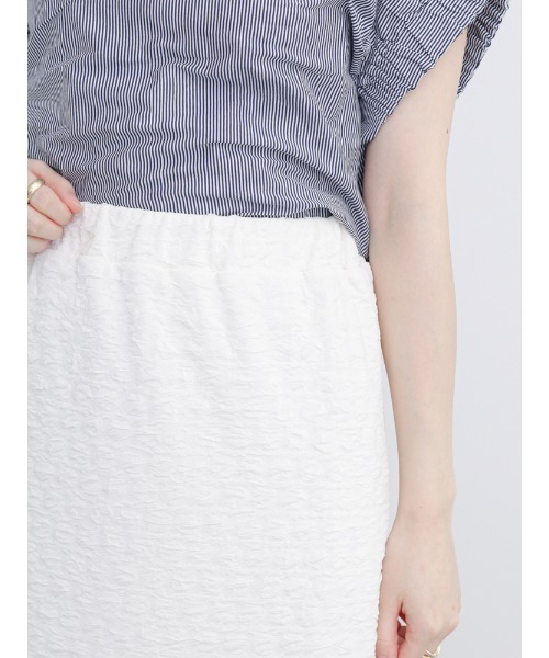 Te chichi TERRASSE（テチチテラス）の「ポコポコナロースカート（スカート・レディース・オフホワイト/ブラック/イエロー・F）」の6枚目の写真