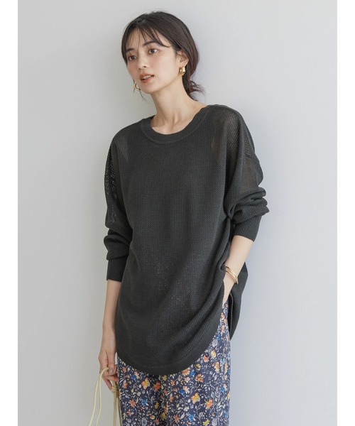 AMERICAN HOLIC（アメリカンホリック）の「2WAY透かし編みニットチュニック（チュニック・レディース・ブラウン/オフホワイト/チャコールグレー・L/M）」の16枚目の写真