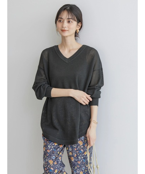 AMERICAN HOLIC（アメリカンホリック）の「2WAY透かし編みニットチュニック（チュニック・レディース・ブラウン/オフホワイト/チャコールグレー・L/M）」の17枚目の写真