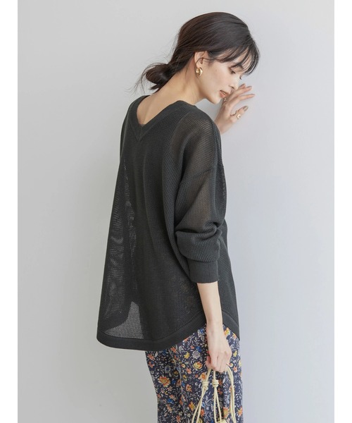 AMERICAN HOLIC（アメリカンホリック）の「2WAY透かし編みニットチュニック（チュニック・レディース・ブラウン/オフホワイト/チャコールグレー・L/M）」の18枚目の写真