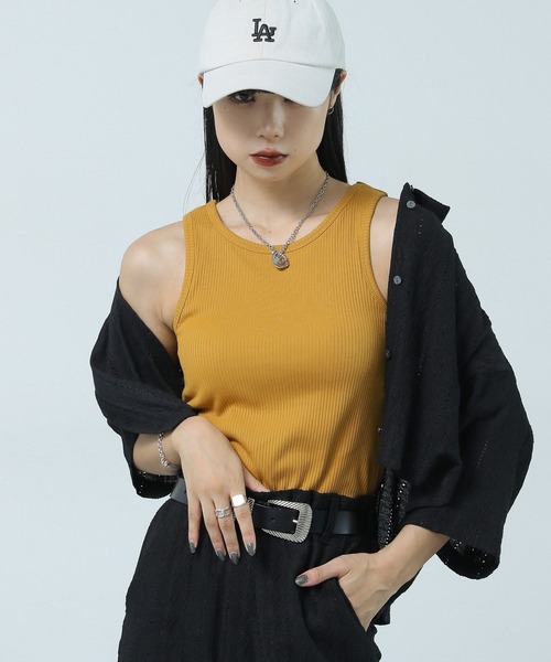 PAGEBOY（ページボーイ）の「アメスリカップツキタンク（タンクトップ・レディース・オフホワイト/ブラック/マスタード・FREE）」の3枚目の写真