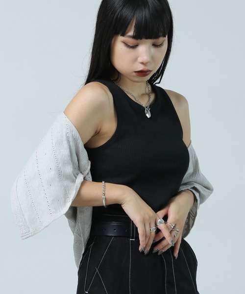 PAGEBOY（ページボーイ）の「アメスリカップツキタンク（タンクトップ・レディース・オフホワイト/ブラック/マスタード・FREE）」の5枚目の写真