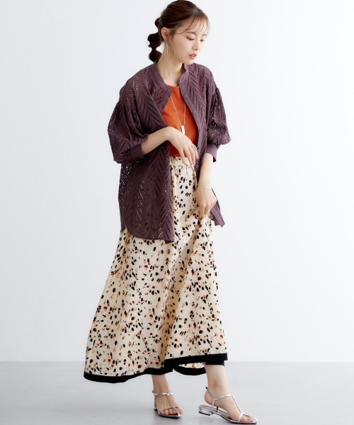 miclat（ミクラ）の「大きいサイズ　レトロ柄スカート　miclat（スカート・レディース・ブラウン系/アイボリー系・L/LL/3L/4L/5L）」の10枚目の写真