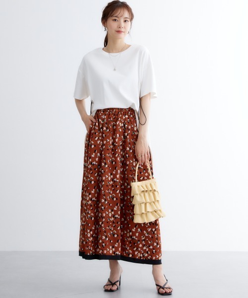 miclat（ミクラ）の「大きいサイズ　レトロ柄スカート　miclat（スカート・レディース・ブラウン系/アイボリー系・L/LL/3L/4L/5L）」の6枚目の写真