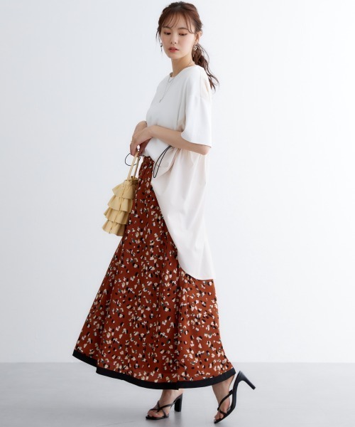 miclat（ミクラ）の「大きいサイズ　レトロ柄スカート　miclat（スカート・レディース・ブラウン系/アイボリー系・L/LL/3L/4L/5L）」の8枚目の写真
