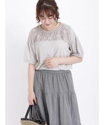 Samansa Mos2 | 前後着パーツレース付カットソー(Tシャツ/カットソー)