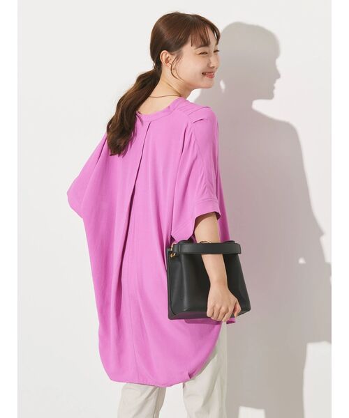 AMERICAN HOLIC（アメリカンホリック）の「接触冷感スキッパーリネンブレンドシャツチュニック（チュニック・レディース・オフホワイト/サックスブルー/ネイビー/ホワイト系その他6/ブルー系その他4/ピンク・M/L）」の18枚目の写真