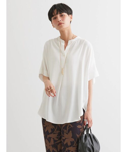AMERICAN HOLIC（アメリカンホリック）の「接触冷感スキッパーリネンブレンドシャツチュニック（チュニック・レディース・オフホワイト/サックスブルー/ネイビー/ホワイト系その他6/ブルー系その他4/ピンク・M/L）」の22枚目の写真
