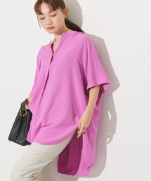 AMERICAN HOLIC | 接触冷感スキッパーリネンブレンドシャツチュニック(チュニック)