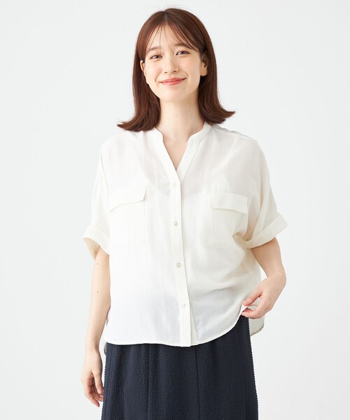 SHARE PARK（シェアパーク）の「【洗える】ドルマンスリーブサテンシャツ（シャツ/ブラウス・レディース・アイボリー系/カーキ系・MEDIUM）」の15枚目の写真