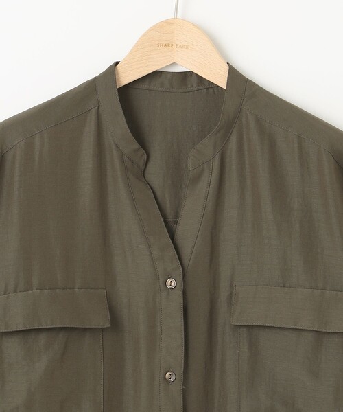 SHARE PARK（シェアパーク）の「【洗える】ドルマンスリーブサテンシャツ（シャツ/ブラウス・レディース・アイボリー系/カーキ系・MEDIUM）」の21枚目の写真
