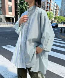 etsinta | 【etsinta/エシンタ】リメイクハーフスリーブオーバーストライプシャツ(シャツ/ブラウス)