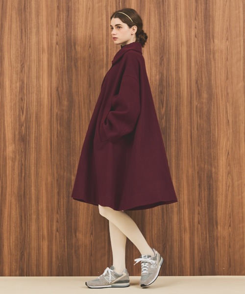 MERLOT（メルロー）の「Aライン丸襟コート（ステンカラーコート・レディース・ボルドー/ブラック・FREE）」の19枚目の写真