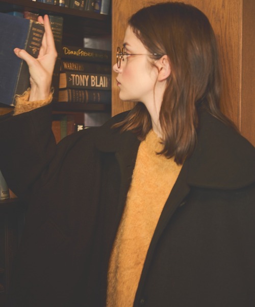 MERLOT（メルロー）の「Aライン丸襟コート（ステンカラーコート・レディース・ボルドー/ブラック・FREE）」の3枚目の写真