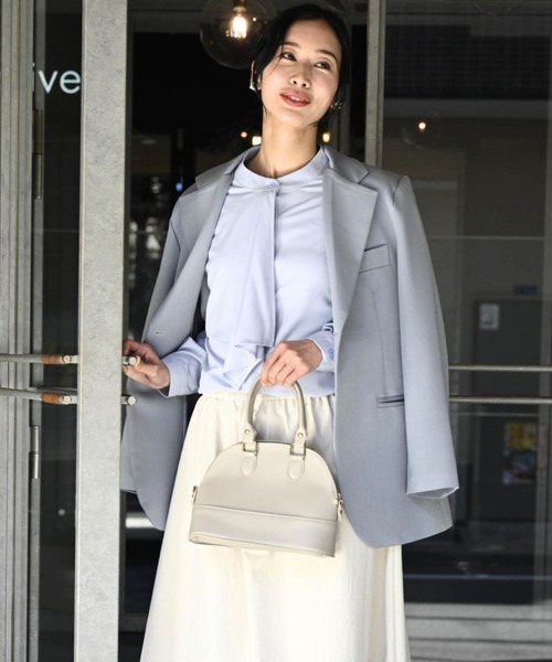 Ehre style(エーレスタイル)の「Ehrestyleオリジナル 可愛くならないきれいめボウタイブラウス長袖(シャツ/ブラウス・レディース・ブラック×ホワイト/ブラック/グレー/ベージュ/ホワイト/ピンク/ネイビー/ブルー・M/S/L)」の15枚目の写真