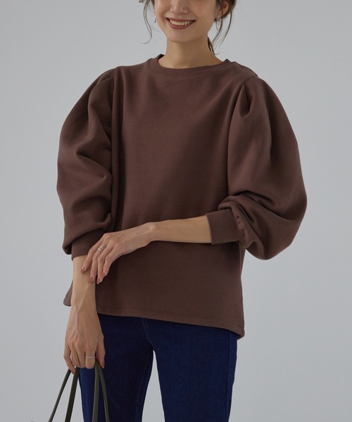 for/c(フォーシー)の「裏起毛ボリューム袖リブプルオーバー【USAコットン】(Tシャツ/カットソー・レディース・マスタード/ネイビー/ブラウン/アイボリー/ブラック・M/L/LL)」の4枚目の写真