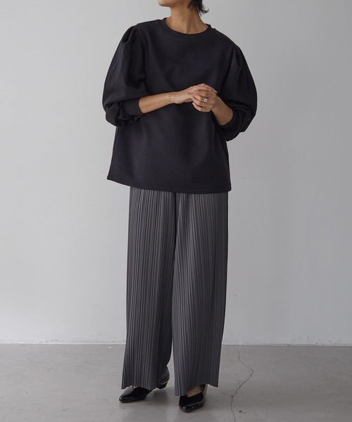 for/c(フォーシー)の「裏起毛ボリューム袖リブプルオーバー【USAコットン】(Tシャツ/カットソー・レディース・マスタード/ネイビー/ブラウン/アイボリー/ブラック・M/L/LL)」の20枚目の写真