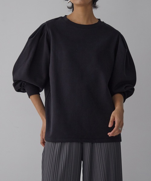 for/c(フォーシー)の「裏起毛ボリューム袖リブプルオーバー【USAコットン】(Tシャツ/カットソー・レディース・マスタード/ネイビー/ブラウン/アイボリー/ブラック・M/L/LL)」の16枚目の写真