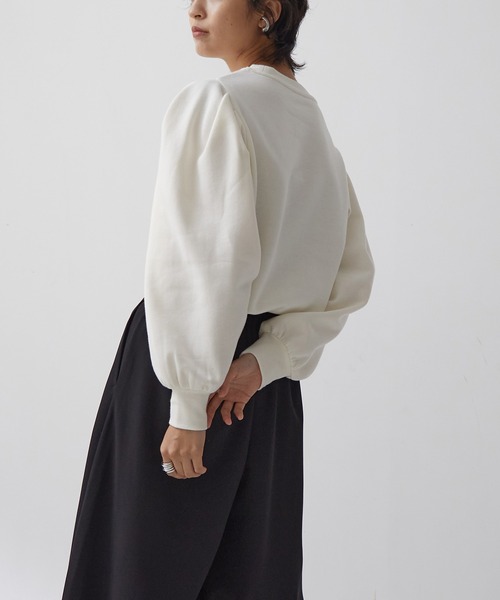 for/c(フォーシー)の「裏起毛ボリューム袖リブプルオーバー【USAコットン】(Tシャツ/カットソー・レディース・マスタード/ネイビー/ブラウン/アイボリー/ブラック・M/L/LL)」の15枚目の写真