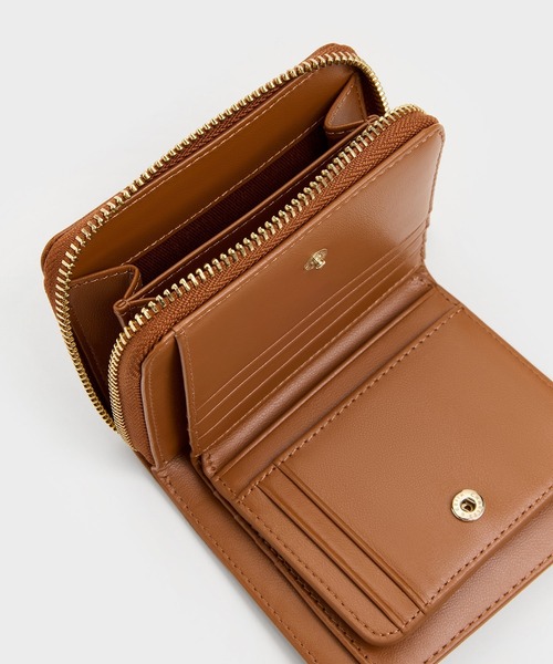 新品　CHARLES&amp;KEITH 財布　チョコレートカラー CHARLES & KEITH ミニトップジップ スモールウォレット 【再入荷