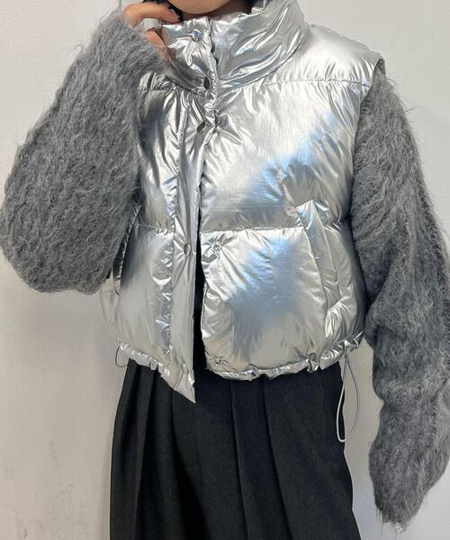 WEGO（ウィゴー）の「WEGO/シャイニーショートパデッドベスト（ダウンベスト・レディース・ブラック/シルバー・FREE）」の21枚目の写真