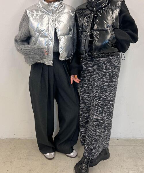 WEGO（ウィゴー）の「WEGO/シャイニーショートパデッドベスト（ダウンベスト・レディース・ブラック/シルバー・FREE）」の22枚目の写真